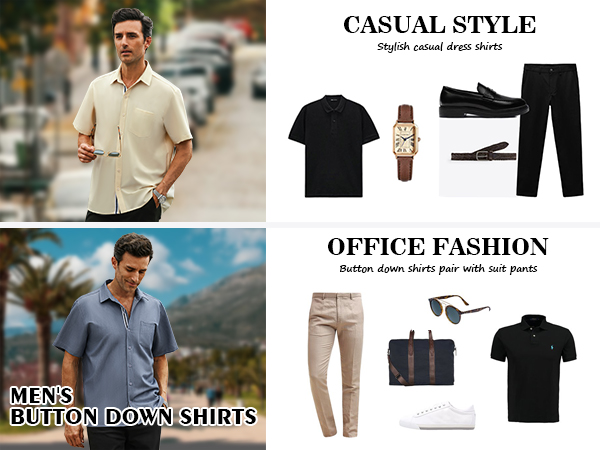 Stylish casual dress shirts Button down shirts pair with suit pants 