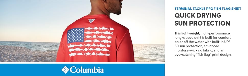 Columbia Men''s Terminal tackle PFG Fish Flag Long Sleeve Shirt