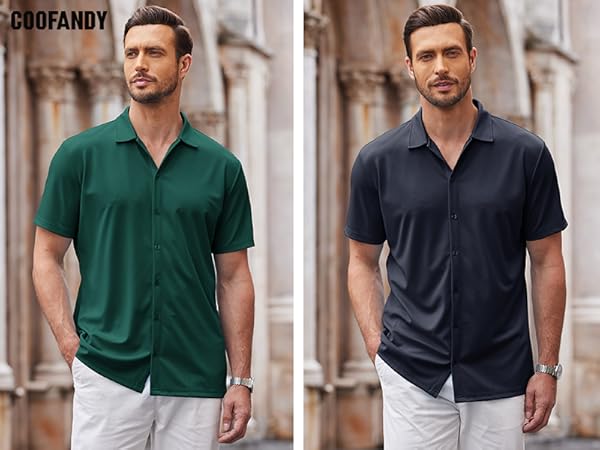 Mens Casual Wrinkle Free Shirts Short Sleeve