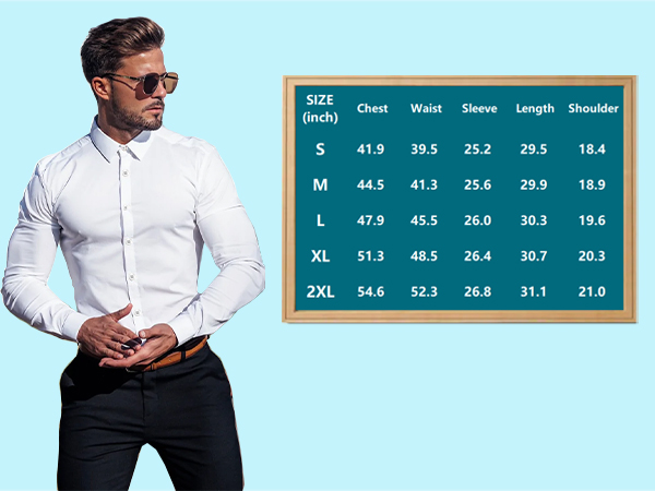 Men''s Muscle Dress Shirts Stretch