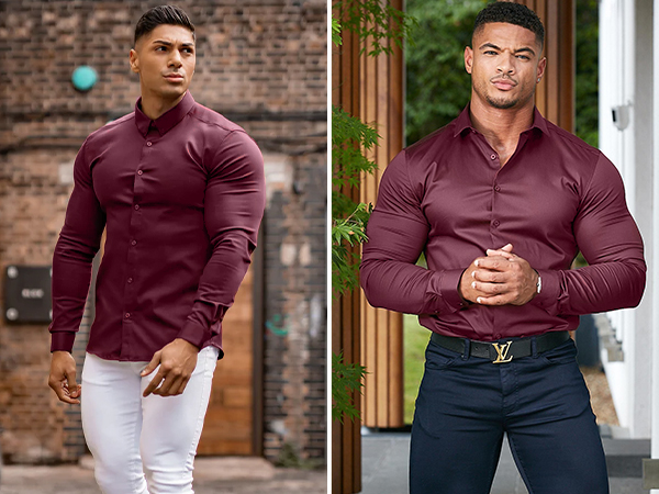 mens muscle fit short sleeve button down shirts