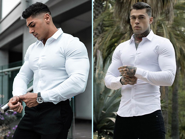 muscle dress shirts for men long sleeve