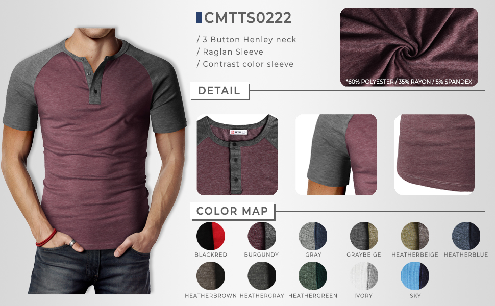 mens short henley tshirt