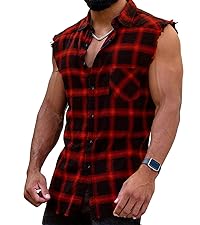 sleeveless flannel shirt men