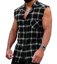 sleeveless flannel shirt men