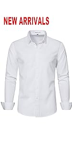 MUSE FATH Mens Solid Color Dress Shirt-Casual Regular Fit Long Sleeve Shirt