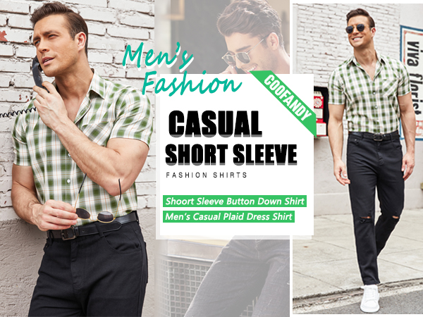 men''s plaid dress shirts short sleeve check shirts