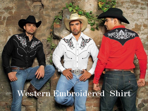 Mens Long Sleeve Pearl Snap Shirt Rhinestone Cowboy Western Embroidered Casual Button Down Shirt