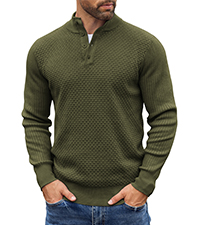 Men''s Mock Neck Button Sweaters