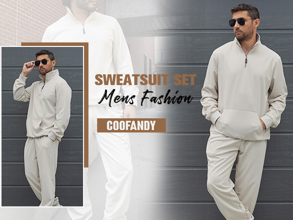 COOFANDY Men‘s Tracksuit Quarter Zip Sets