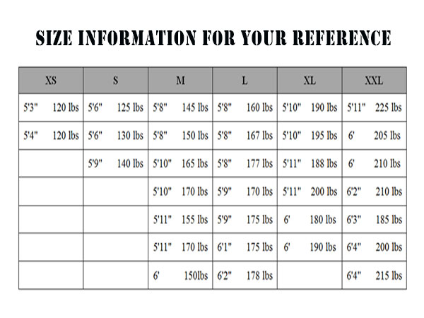 116 size information