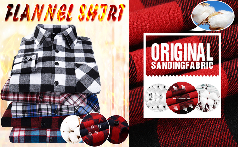 Men Dress Buffalo Plaid Checkered Fitted button down slim fit Long Sleeve Flannel Shirt checked warm