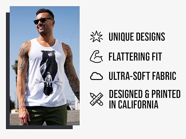 INTO THE AM Graphic trendy tank tops