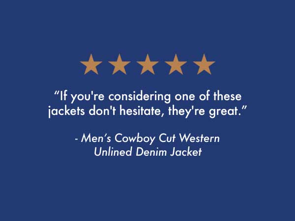 Men''s Cowboy Cut Western Unlined Denim Jacket