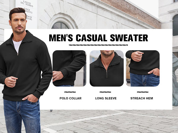 men casual zip sweater