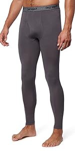 32 Degrees Mens Thermal Lightweight Baselayer Legging Pants in Grey