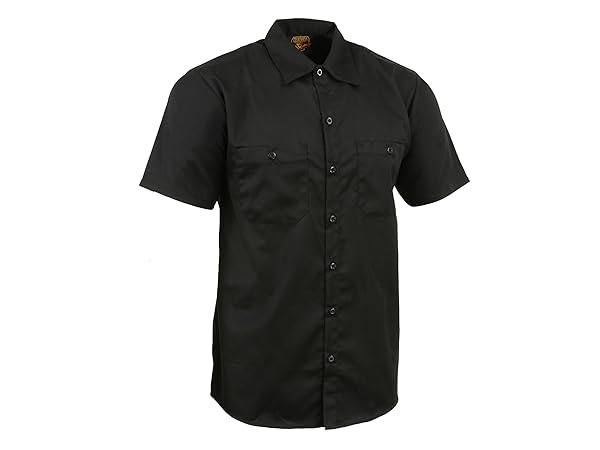 Milwaukee Mens Men Black Grey Orange Button Up Heavy Duty Cotton Poly Work Shirt Classic Mechanic