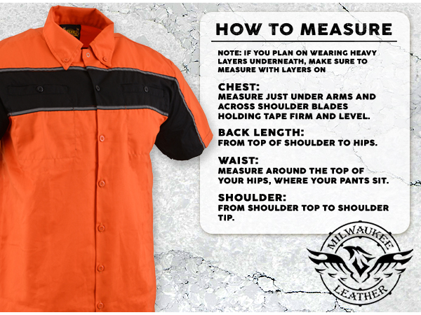 Milwaukee Mens Men Black Grey Orange Button Up Heavy Duty Cotton Poly Work Shirt Classic Mechanic