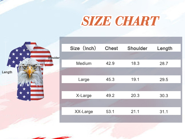 Size Chart - NOVAHEY Men Funny Novelty Tops Button Down Short Sleeve Shirt