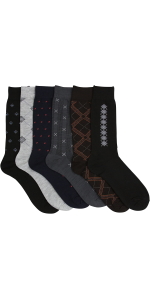 men''s pack of six printed crew socks