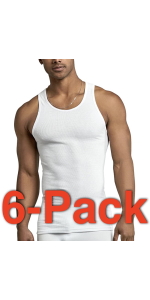 pack of six men''s basic white a shirts muscle shirt tank top