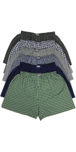 men''s pack of six tartan plaid boxers