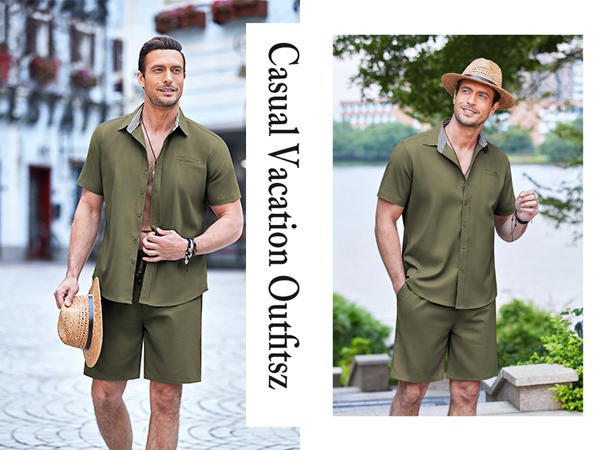 Mens Summer Beach Linen Set