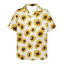 White Yellow Sunflower Print Hawaiian Shirt For Men