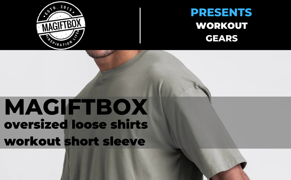 Magiftbox Cotton Gym Shirts Oversized Athletic Loose Workout t Shirts Short Sleeve for Men T68N