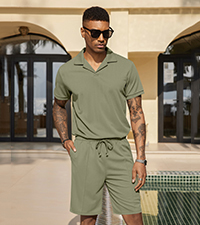 mens polo shirts and shorts set