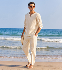 mens cotton linen set