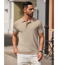 mens knit striped polo shirt