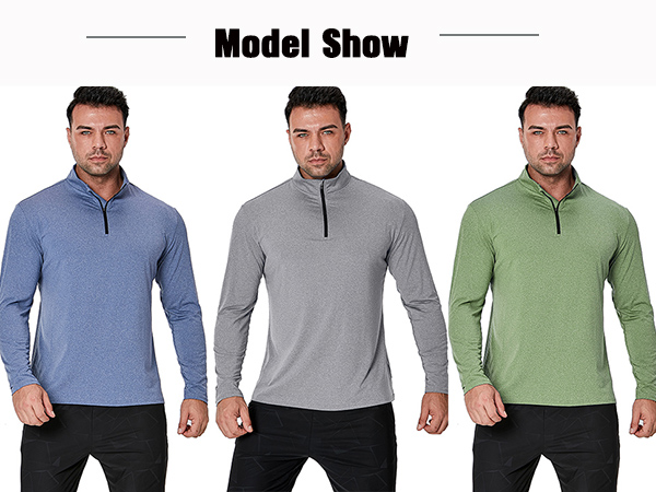 Men''s Quarter Zip Long Sleeve Running Pullover Tops Outdoor Sweatshirt