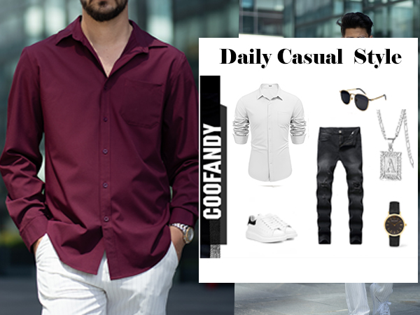 men casual button down shirt