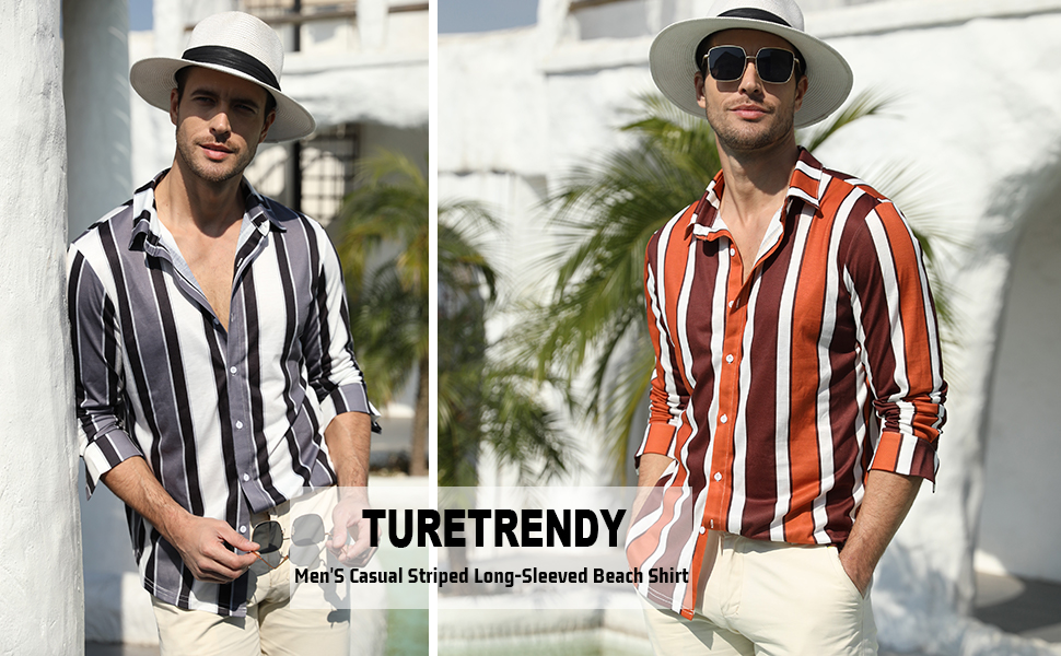 Men&#39;s Casual Striped Button Down Shirts