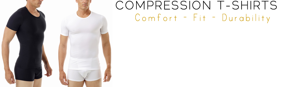 Underworks,Miicrofiber Compression Crew Neck T-shirt, compression shirts, gynecomastia,chest binder