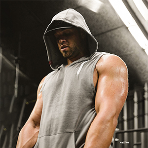 Men''s Workout Hooded Tank Tops Sleeveless Gym Hoodies Bodybuilding Muscle Sleeveless T-Shirts