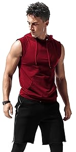 Men&amp;#39;s Workout Hooded Tank Tops Sleeveless Gym Hoodies