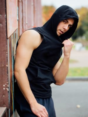 Men''s Workout Hooded Tank Tops Sleeveless Gym Hoodies Bodybuilding Muscle Sleeveless T-Shirts