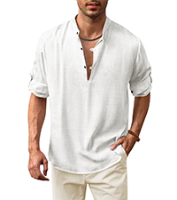  cotton linen henley