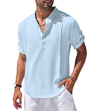 cotton linen henley shirt