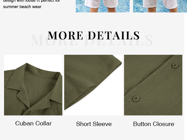 Mens Linen Button Down Shirts Short Sleeve Basic Cuban Regular Fit Wedding Summer Beach Tops