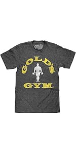 Tee Luv Men&amp;#39;s Faded Gold&amp;#39;s Gym Strongman Shirt - Retro 80s Fitness Logo T-Shirt