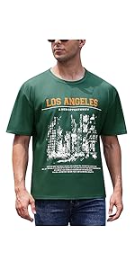 Men T-shirt casual shirt summer short-sleeved Los Angeles letter printing city letter print top