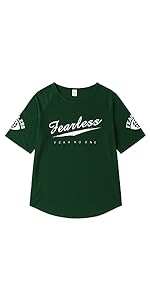 Men casual shirt summer short-sleeved green round neck letter printing top dark green