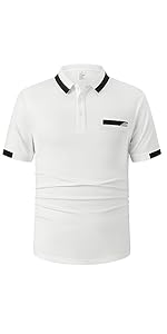 White Polo Shirt Men&#39;s Casual Business Moisture Wicking Collared Shirt Golf Shirt