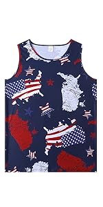 Mentank top Men solid color T-shirt Men sleeveless T-shirt American flag American map shirt