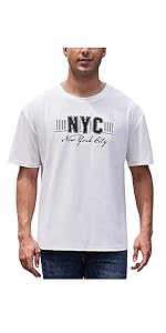 Men casual shirts summer short sleeves white New York letters printing city letters printing tops