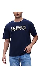 Navy Blue Men T-Shirt Short Sleeves Graphic Los Angeles Shirts LA Shirts Men&#39;s Casual Shirts