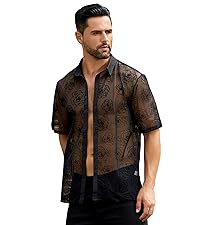 floral sheer shirt casual tops men